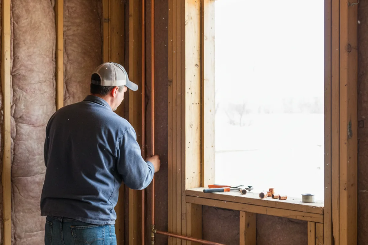 Licensed plumber running new copper supply lines in a Carnegie home