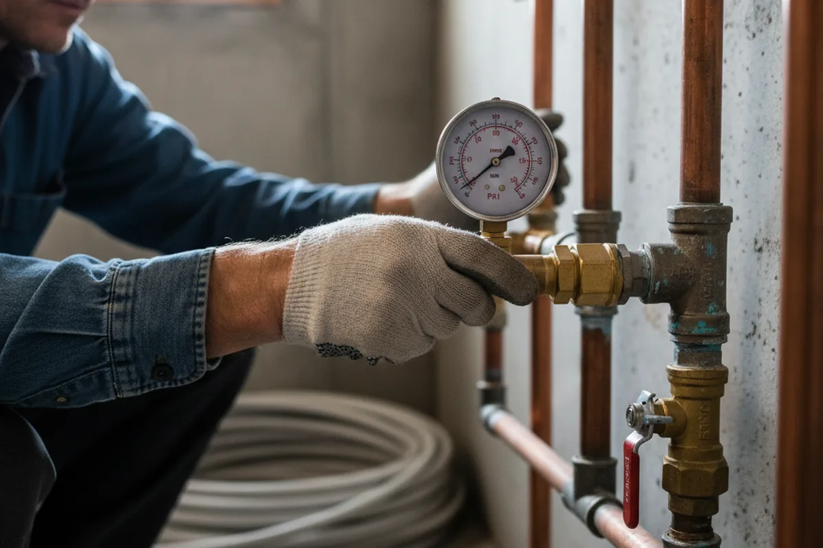 Pressure testing a repaired line during Water Line Repair in Carnegie